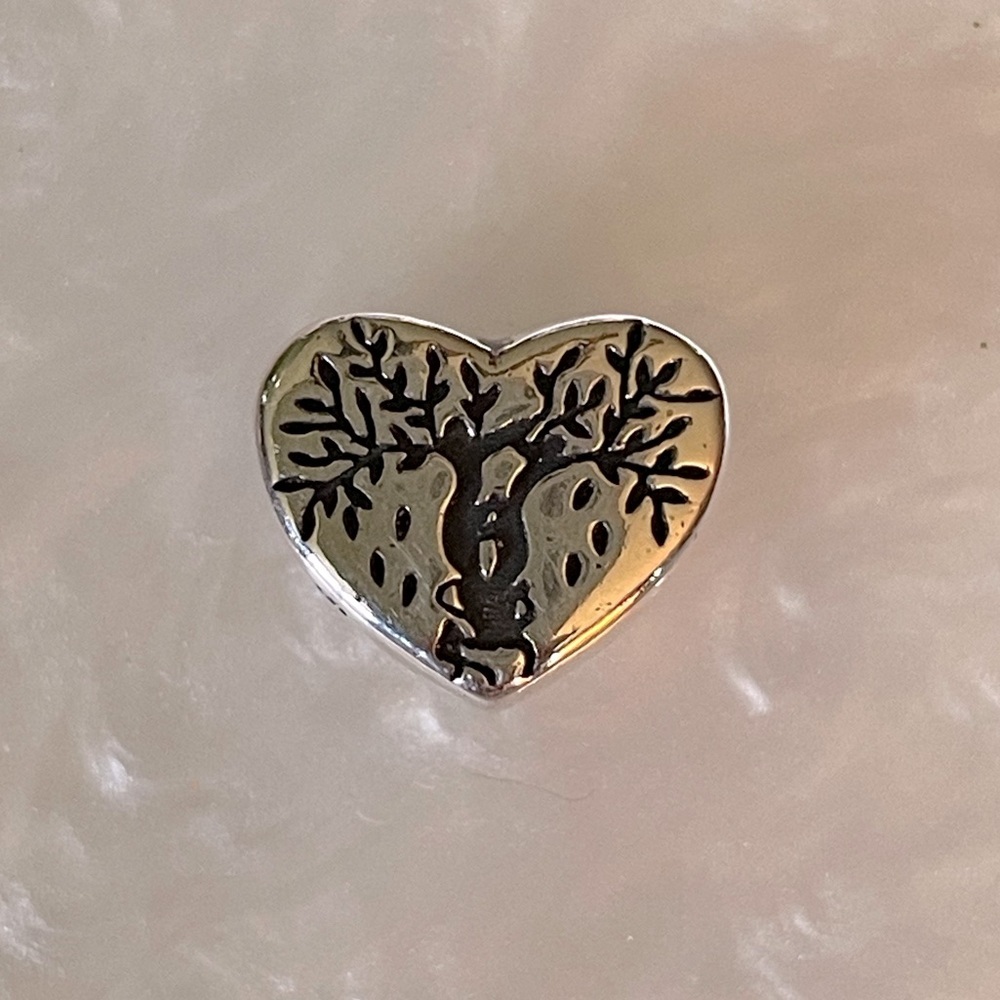 Bracelet Charm Tree of Life Heart with Rhinestones Sterling Silver